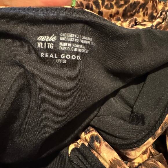 NWT Aerie Leopard Cheetah Wrap One Piece Swimsuit XL Animal Print Mobwife - Picture 5 of 6